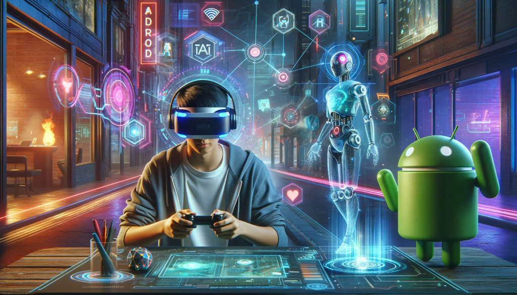Augmented Reality dalam Game – Inovasi Gaming Modern Ilustrasi pemain menikmati game Augmented Reality di dunia nyata