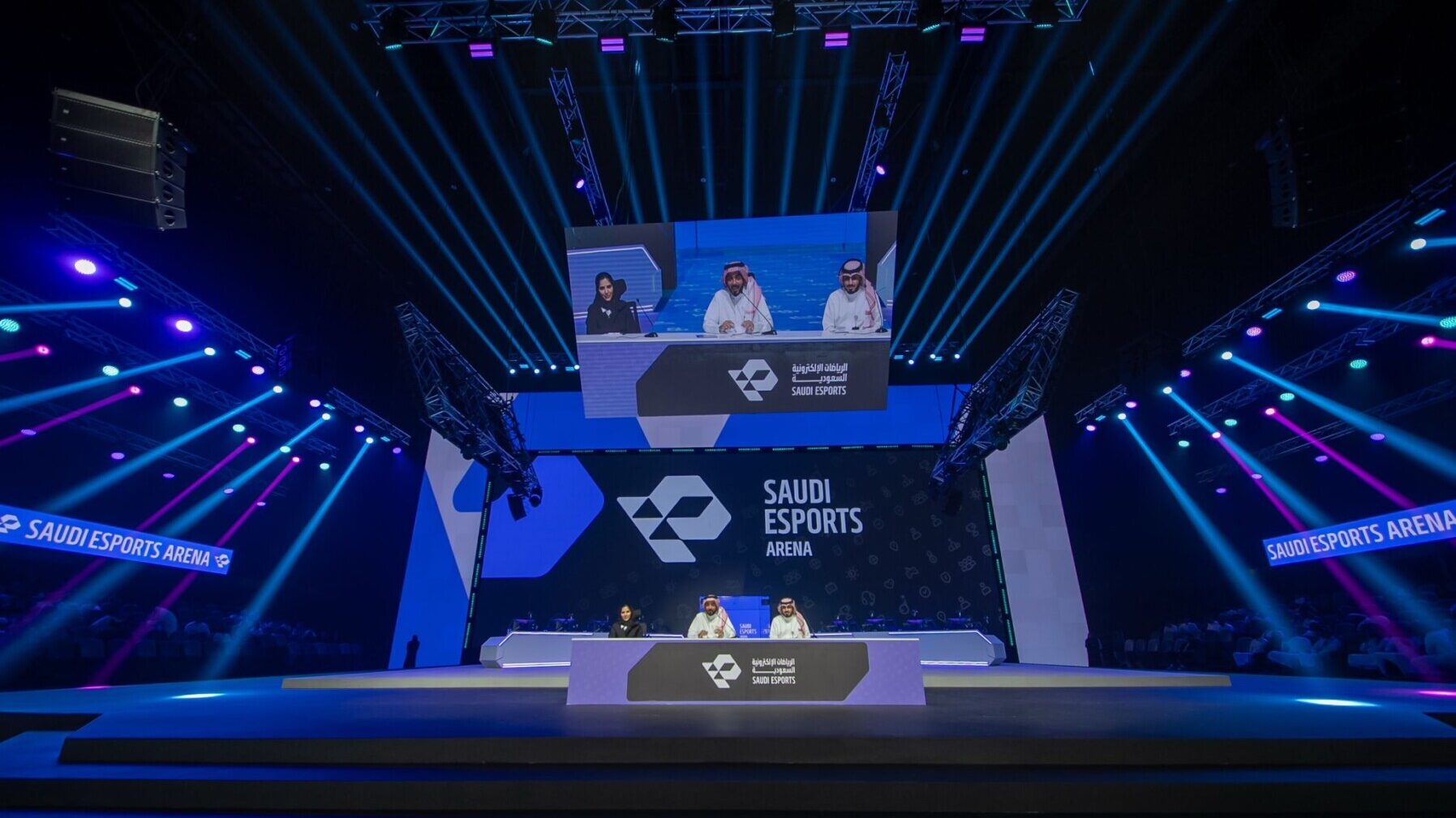 Tampak luar SEF Arena di Riyadh yang baru diluncurkan oleh Saudi Esports Federation sebagai pusat esports terbesar di dunia.