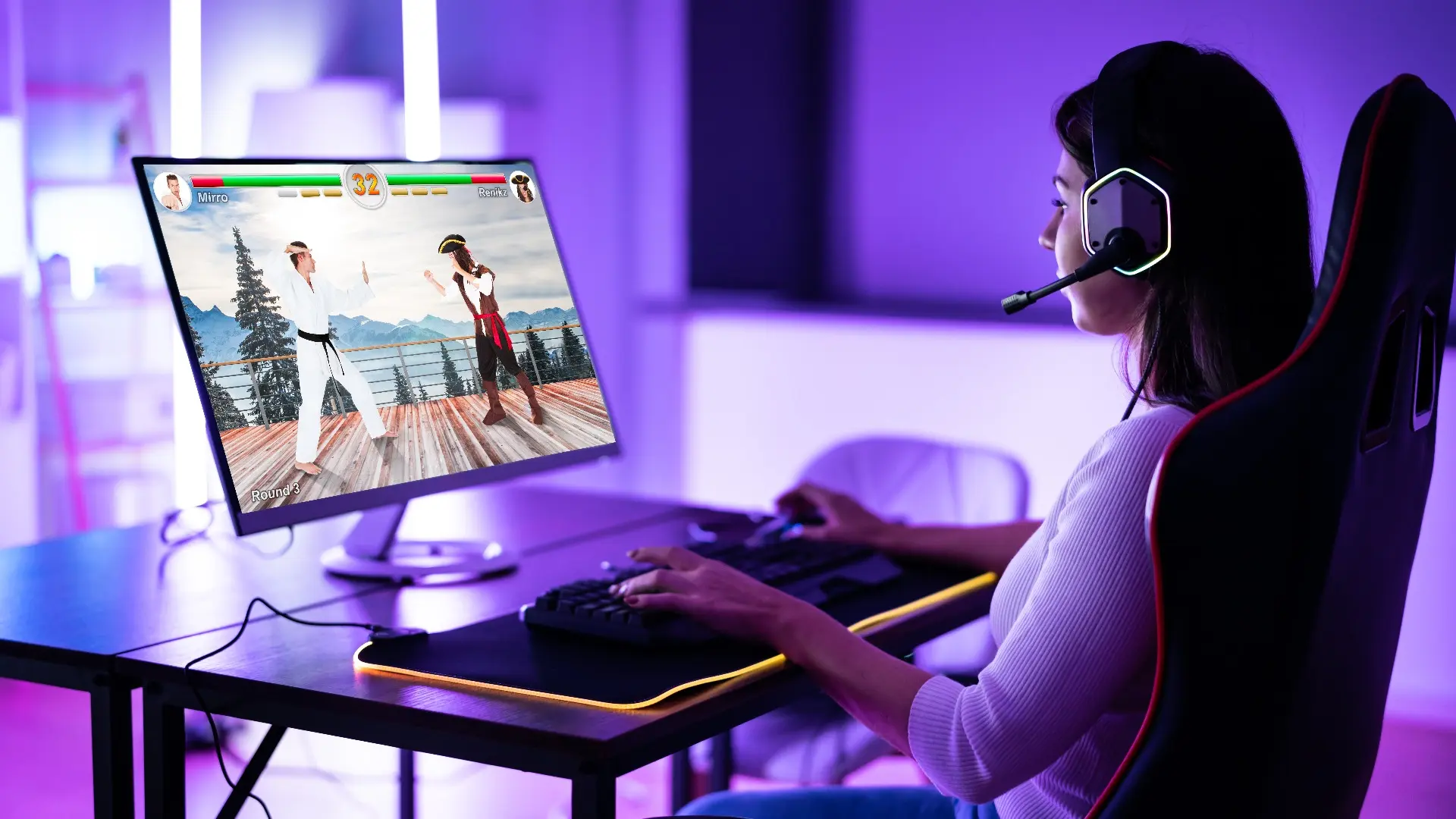 Ilustrasi yang menggambarkan esensi gaming: koneksi sosial, tantangan kognitif, dan kompetisi esports profesional di berbagai platform.