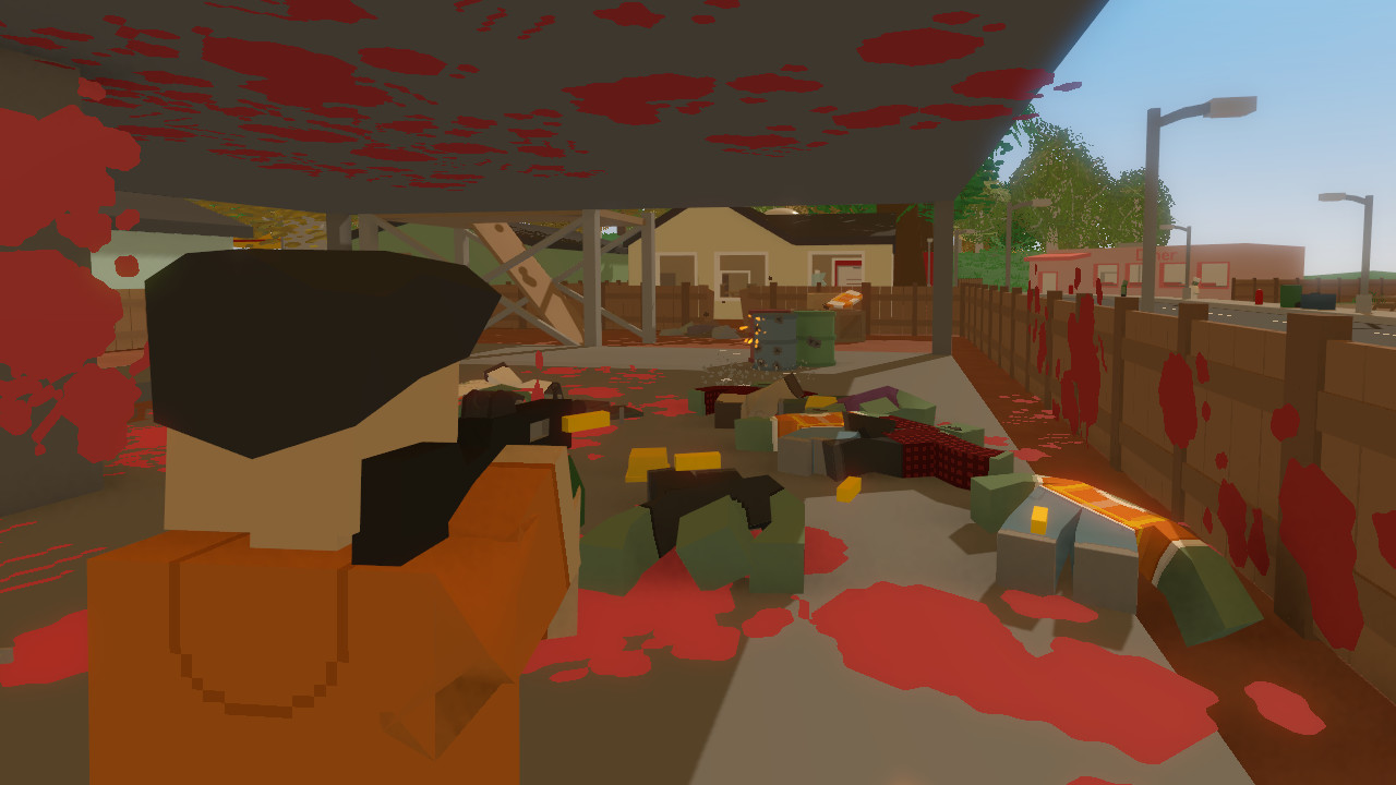 Pemain menjelajahi dunia Unturned penuh zombie dengan senjata dan perlengkapan bertahan hidup