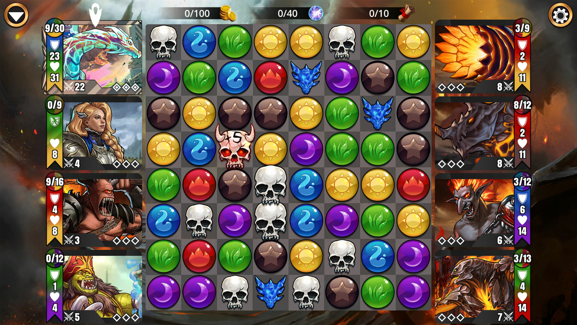 Gems of War Puzzle RPG Strategi dan Karakter Unik Tampilan gameplay Gems of War, game puzzle RPG dengan strategi turn-based dan karakter unik