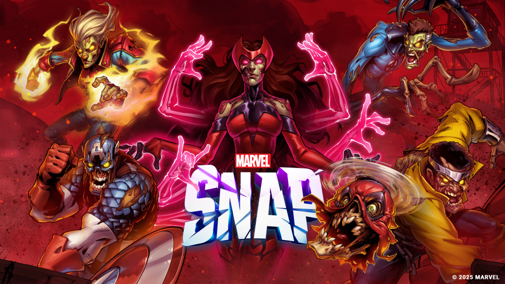 Tampilan gameplay MARVEL SNAP dengan kartu superhero Marvel