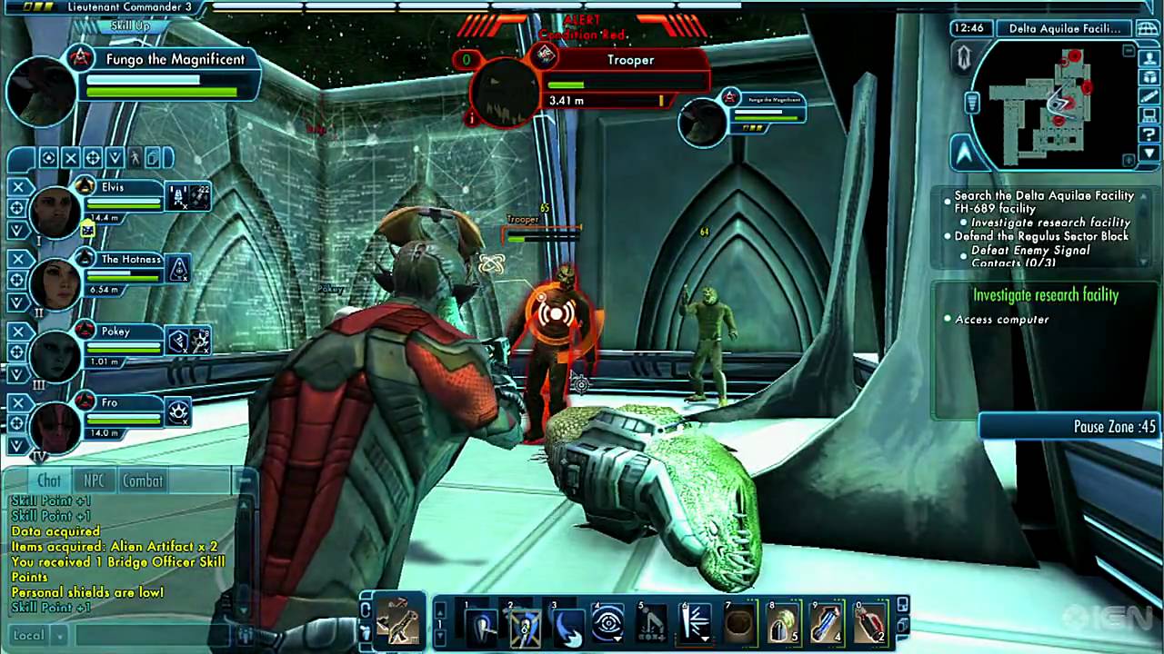 Kapal Star Trek Online bertempur di luar angkasa dengan laser dan efek ledakan