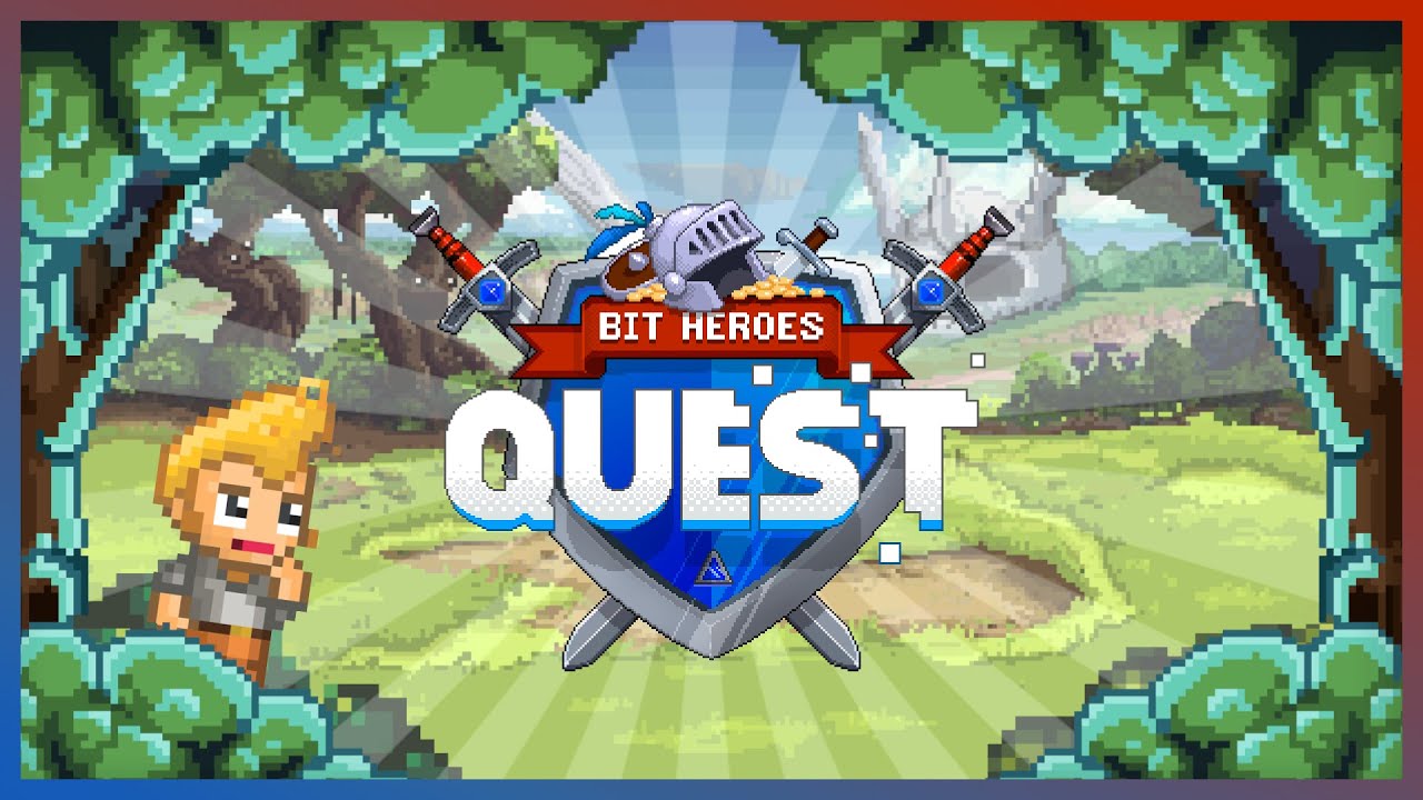 Karakter utama Bit Heroes Quest dengan senjata dan armor lengkap
