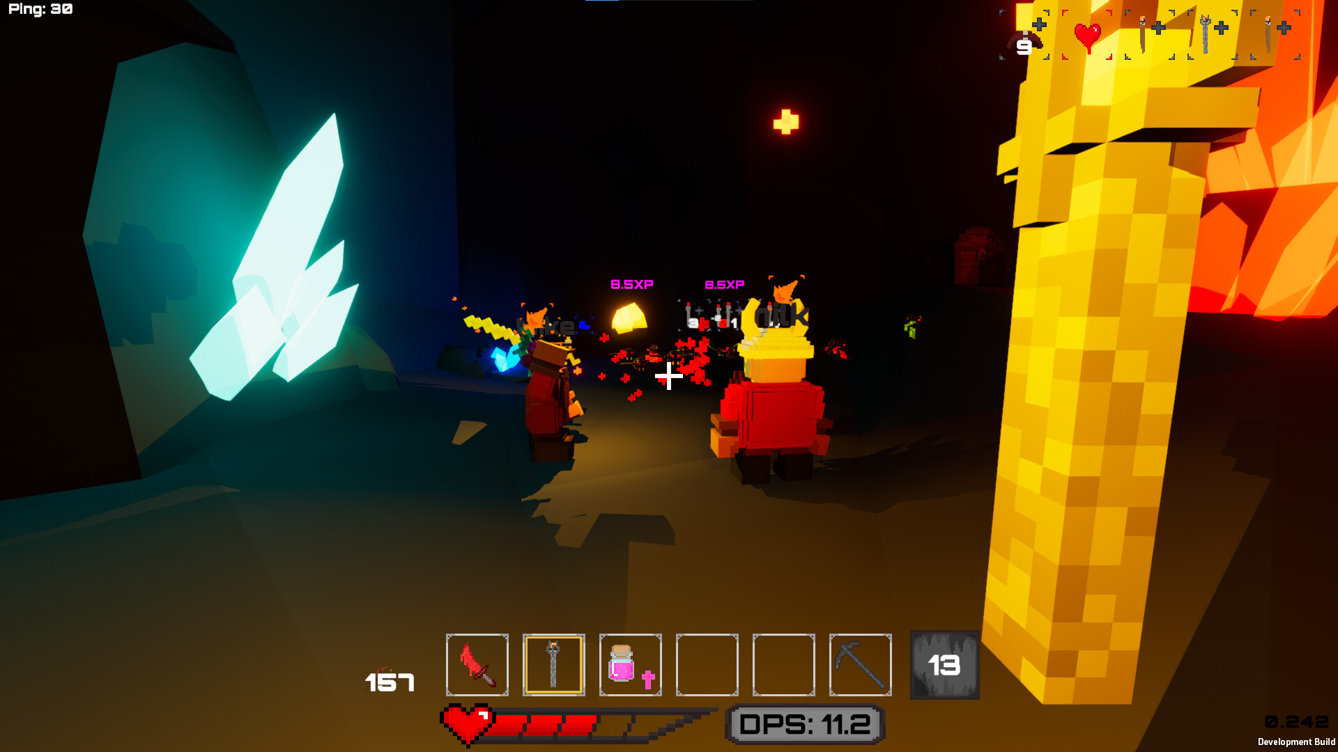 Pemain menjelajahi gua gelap penuh monster di game Cave Crawlers