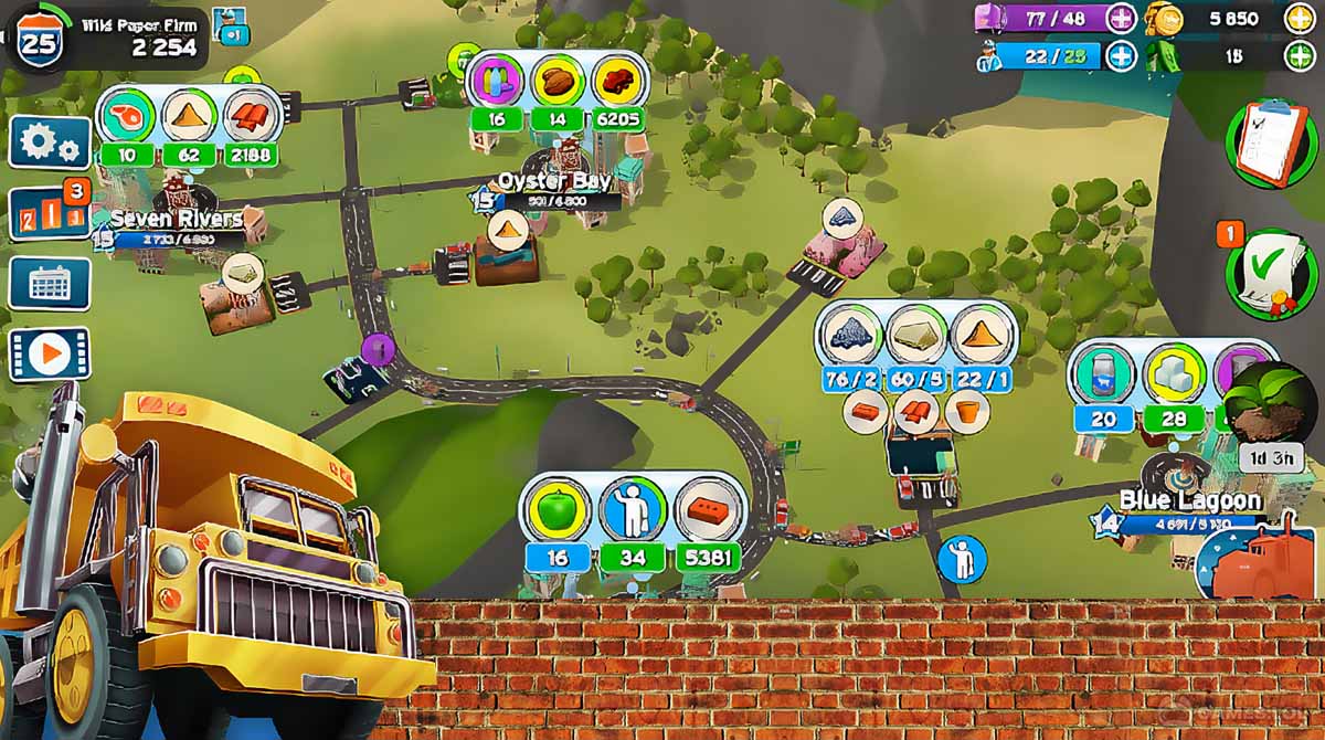 Gameplay Transit King Tycoon dengan rute transportasi modern dan kendaraan beragam