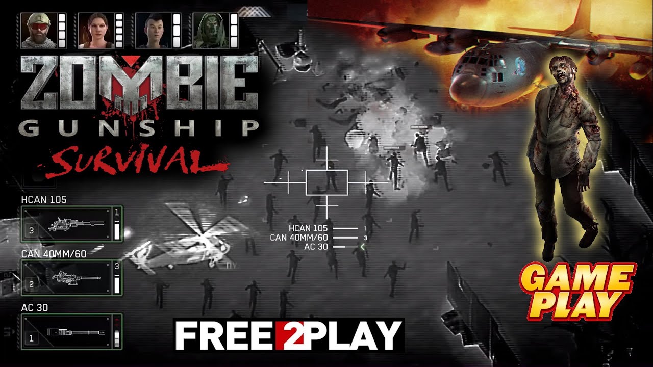 Zombie Gunship Survival – Pesawat Tempur AC-130 Melawan Zombie Pemain mengendalikan AC-130 menembak zombie dalam game Zombie Gunship Survival