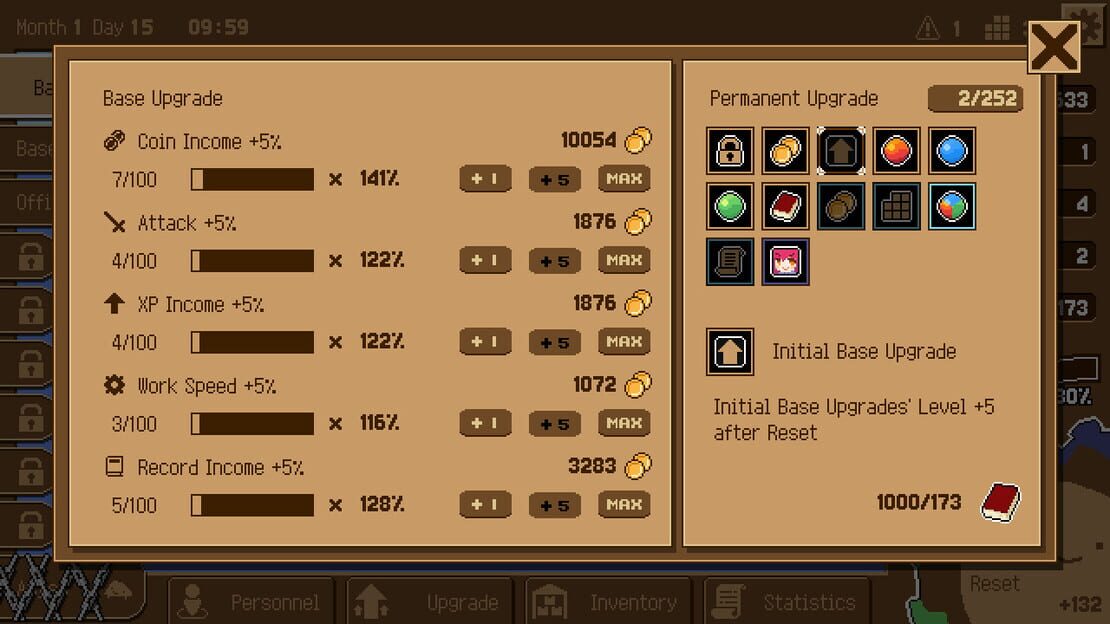 Gameplay Abyss Manager Idle menampilkan karakter dan upgrade level