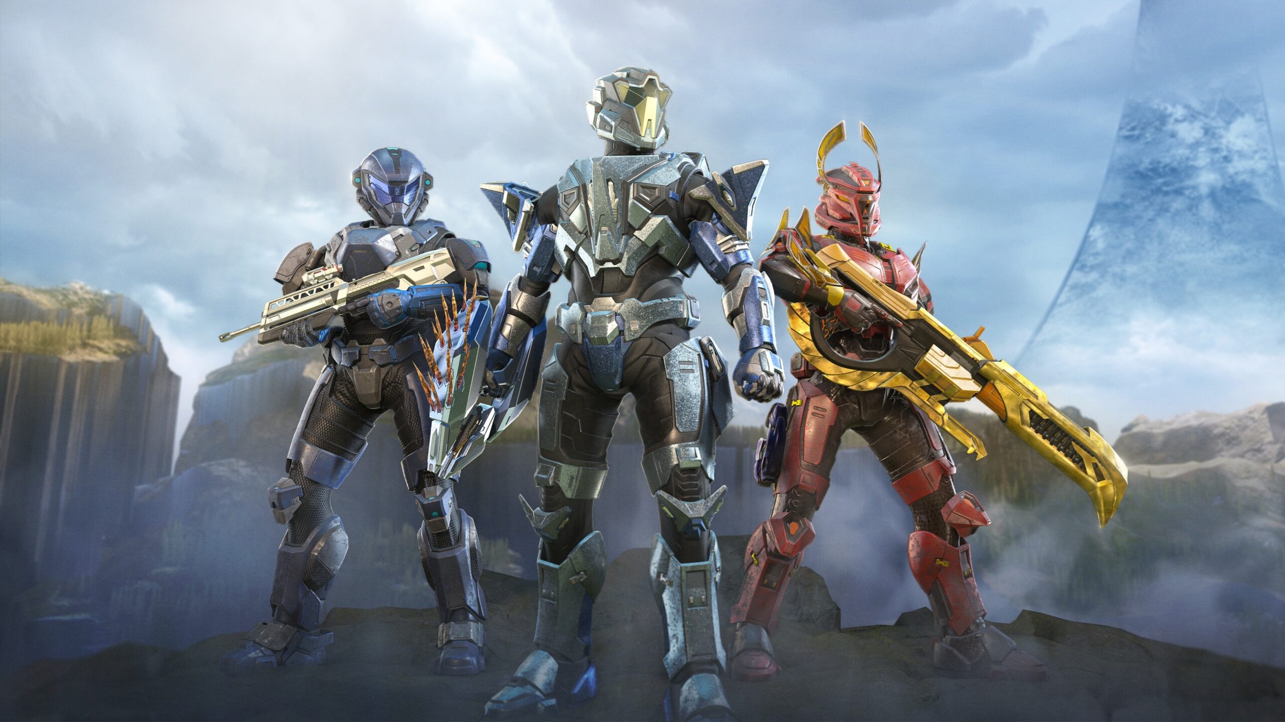 Halo Infinite Master Chief Action Pose Master Chief beraksi dalam Halo Infinite dengan senjata futuristik