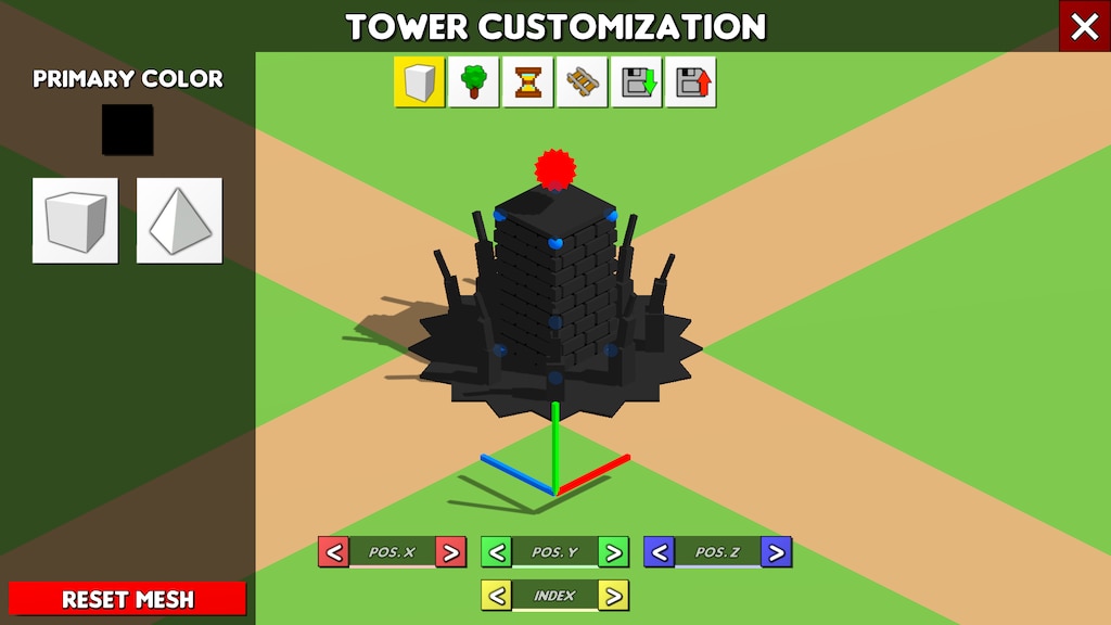 Tampilan gameplay The Perfect Tower II dengan menara dan musuh level tinggi