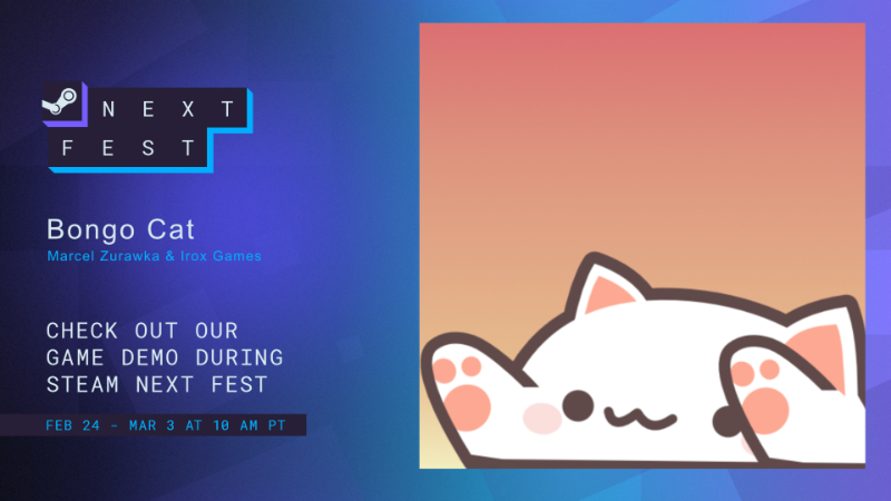 Bongo Cat Steam karakter kucing lucu bermain musik