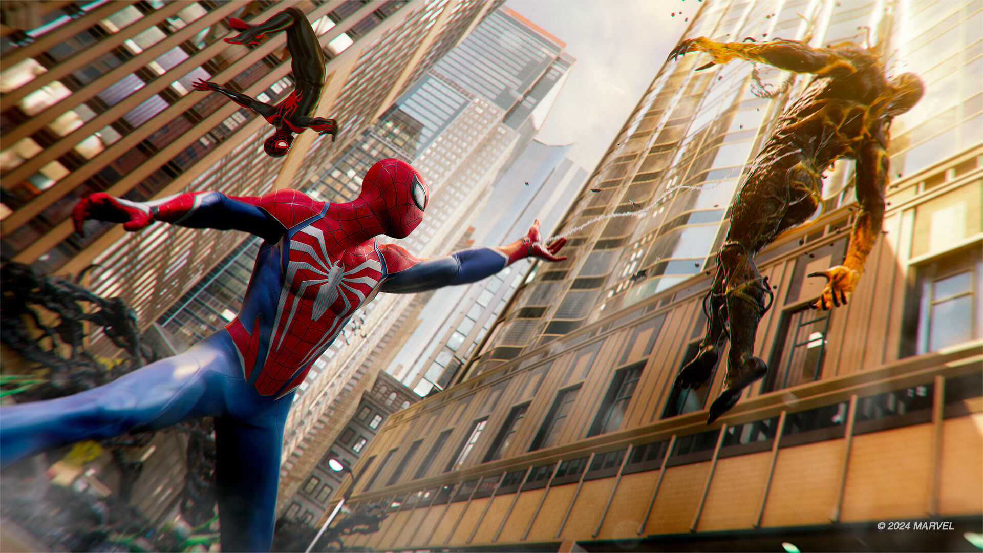 Peter Parker dan Miles Morales beraksi di Marvel's Spider-Man 2 versi Steam PC