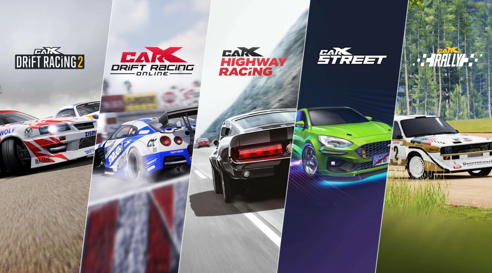 Gameplay CarX Street menampilkan mobil balap di jalan kota open world dengan efek drift realistis