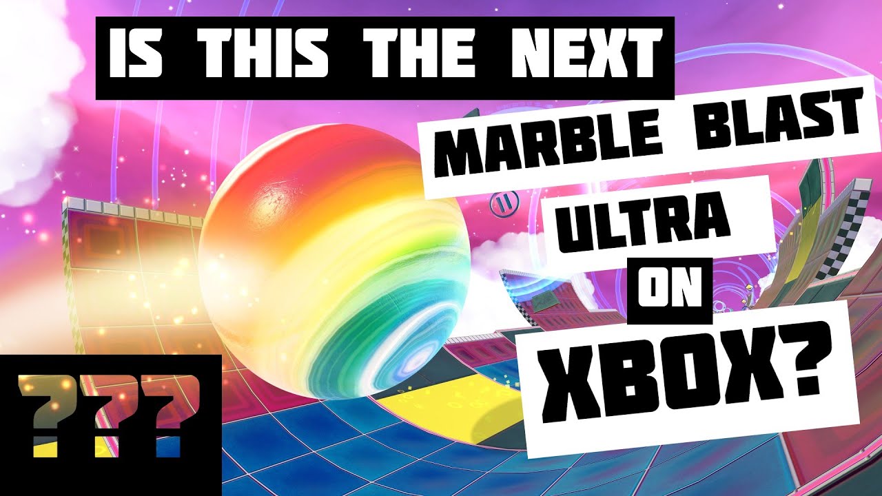 Bola marmer dalam game Marble It Up! Ultra melintasi jalur platform 3D penuh rintangan