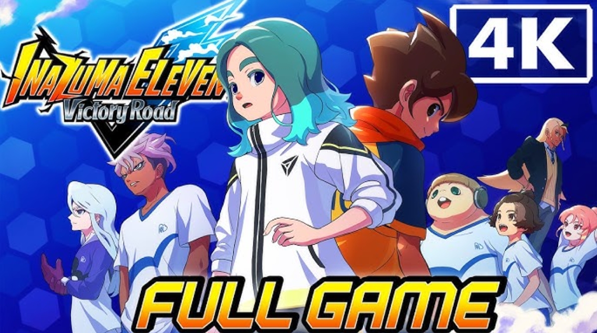 Karakter Inazuma Eleven Victory Road sedang bertanding sepak bola dengan efek skill anime yang spektakuler