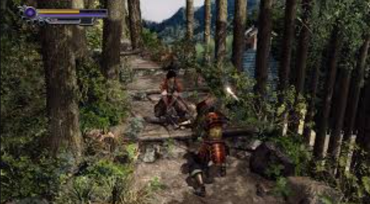 Karakter Jubei Yagyu bertarung melawan Nobunaga Oda di Onimusha 2 Samurai's Destiny