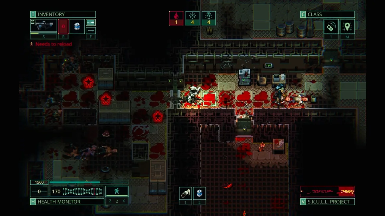 Gameplay Quasimorph dengan suasana sci-fi horror gelap dan menegangkan