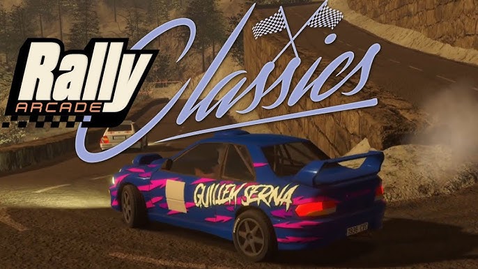 Gameplay Rally Arcade Classics dengan mobil balap retro di lintasan klasik penuh warna