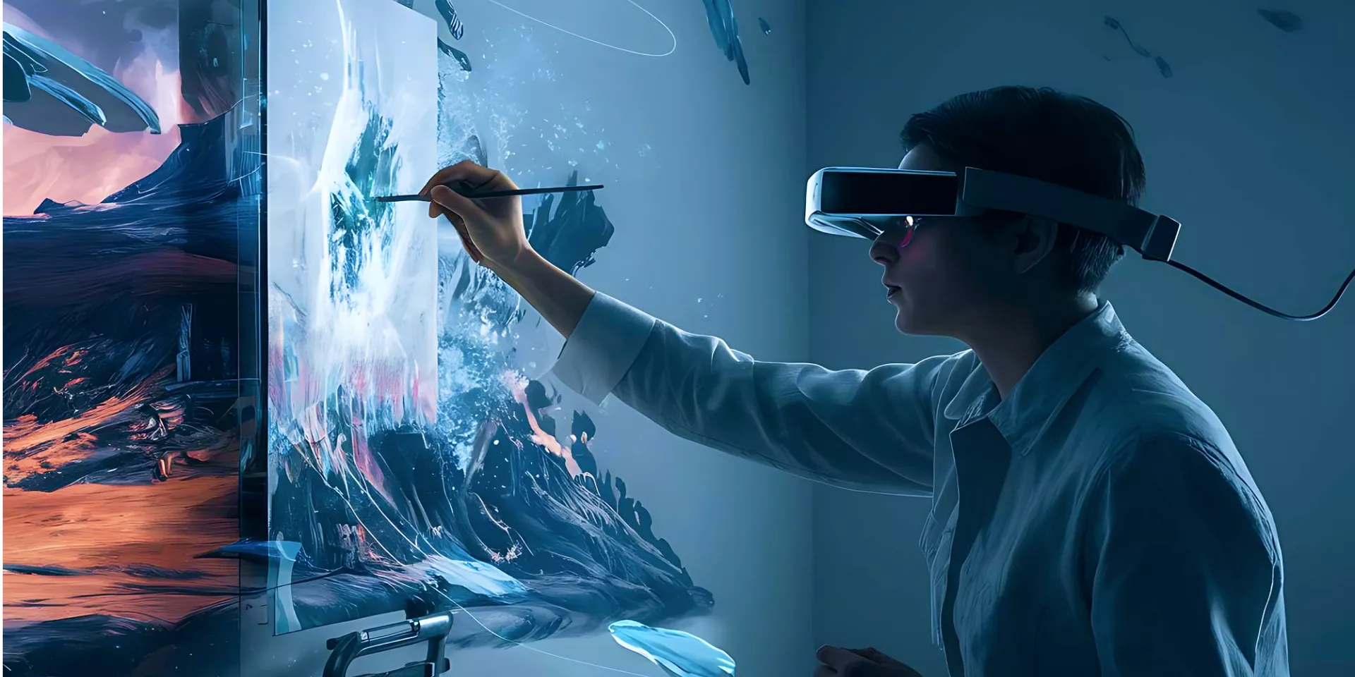 Ilustrasi teknologi gaming modern dengan grafis realistis dan perangkat gaming canggih