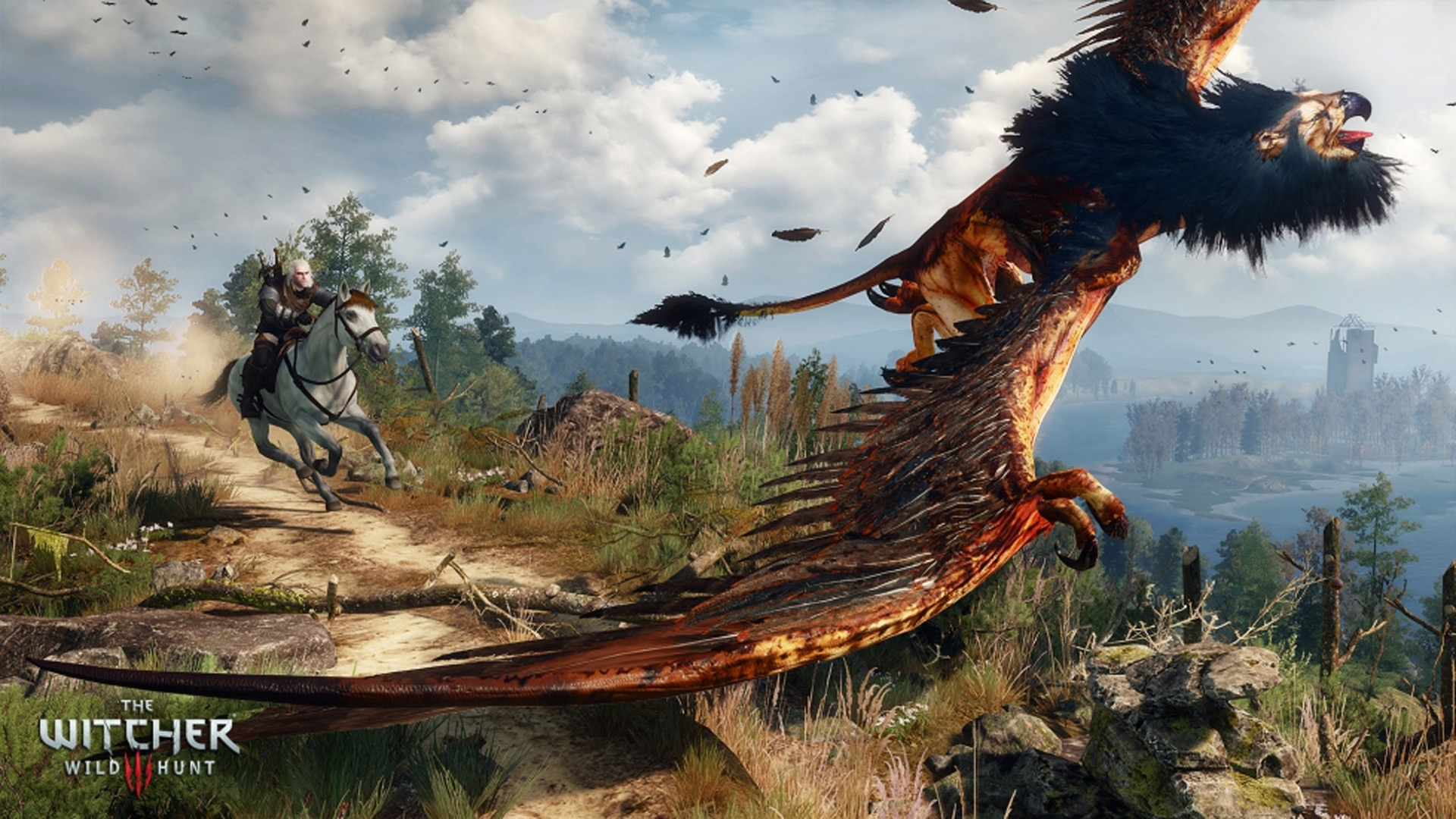 Geralt of Rivia bertarung melawan monster di The Witcher 3 Wild Hunt