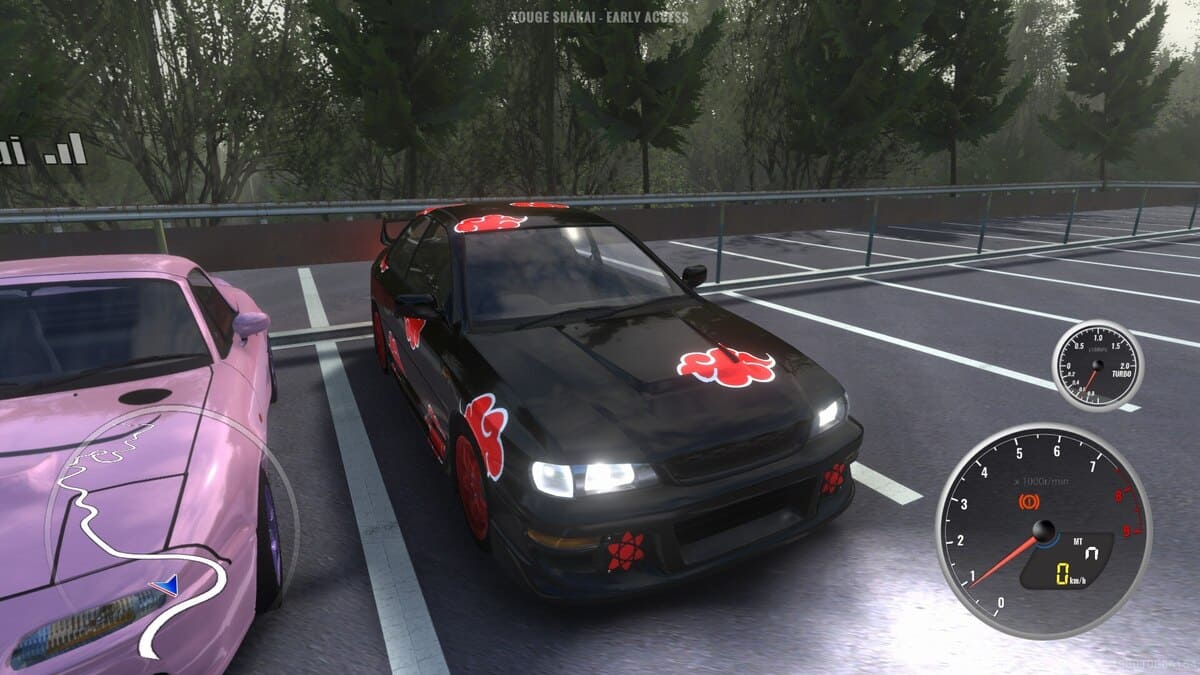 Mobil drift di Touge Shakai melintasi jalan pegunungan Jepang dengan tikungan tajam