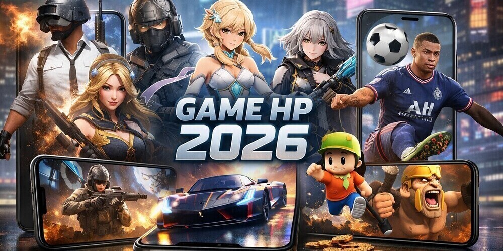 Pemain sedang menikmati game online terbaik 2026 dengan grafis modern dan tampilan layar futuristik