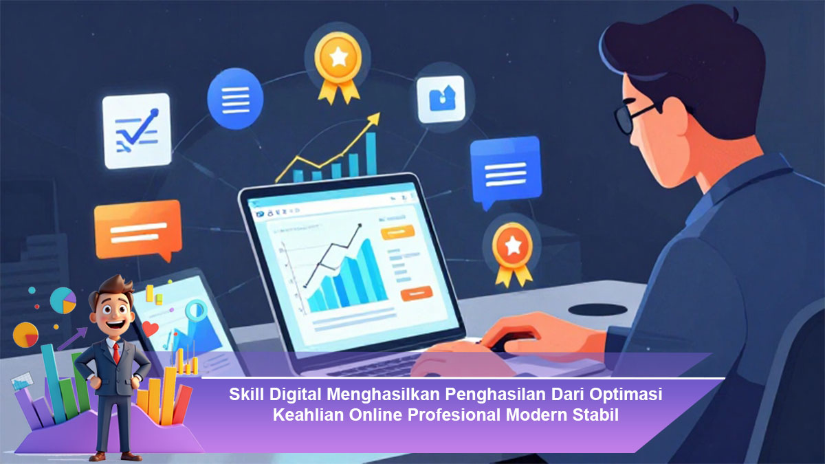 Pemain gaming modern sedang meningkatkan skill bermain game online kompetitif