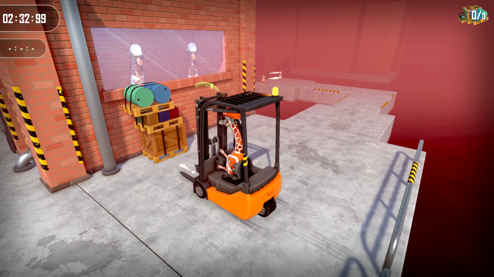Gameplay Extreme Forklifting 3 saat mengoperasikan forklift untuk memindahkan barang di gudang industri modern
