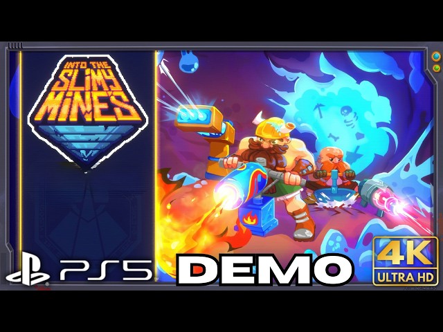 Karakter menjelajahi tambang bawah tanah dalam game Into the Slimy Mines sambil menghadapi slime dan mencari harta karun.