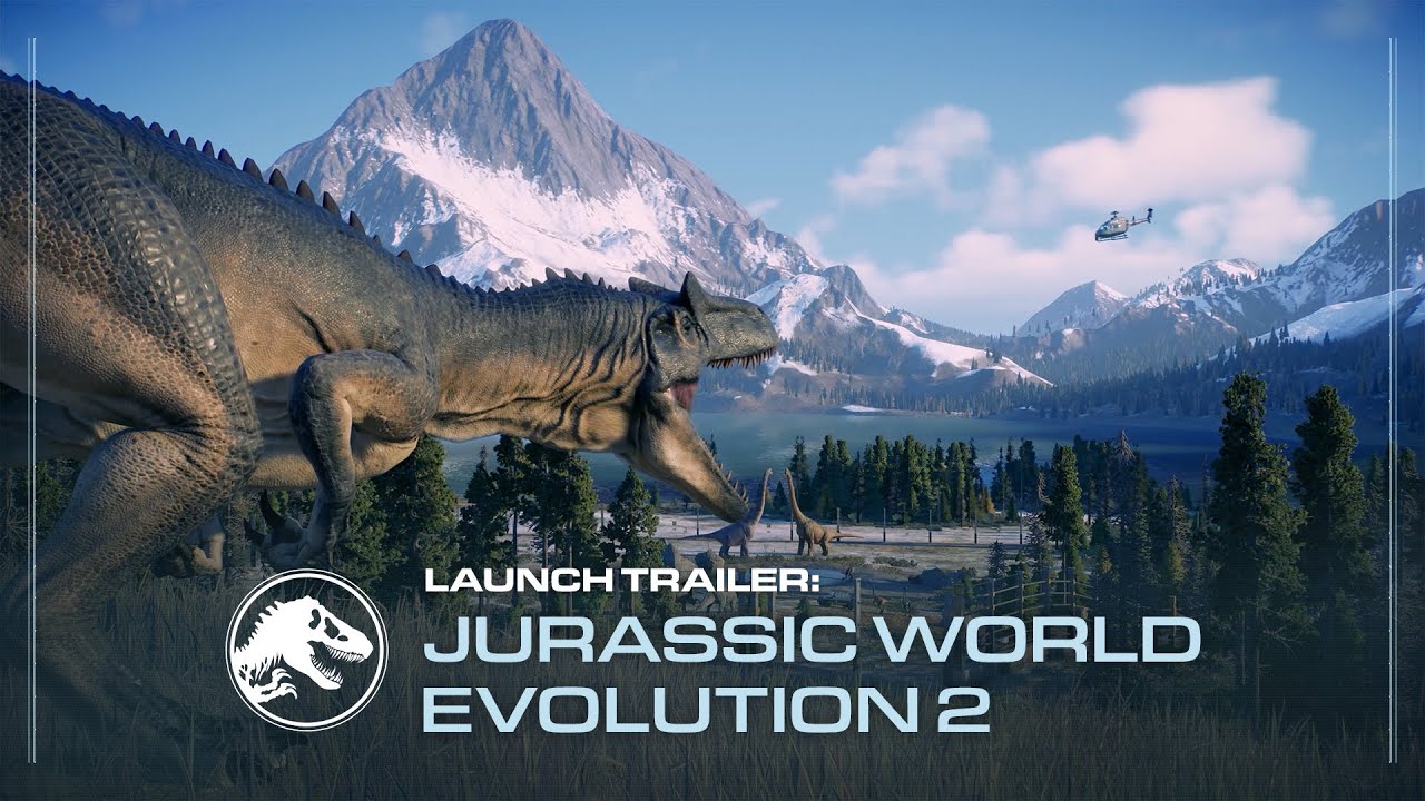 Jurassic World Evolution 2 menampilkan taman dinosaurus modern dengan grafis realistis dan berbagai spesies dinosaurus.