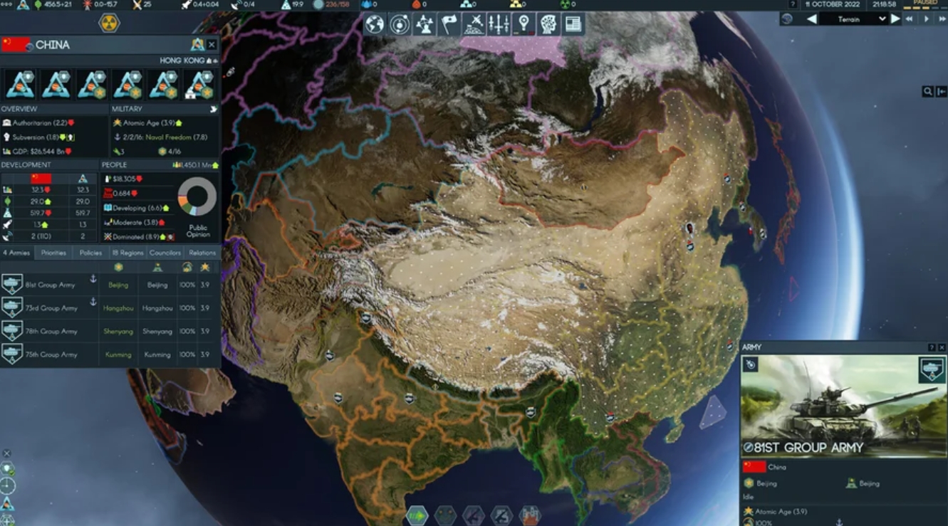 Gameplay Terra Invicta menampilkan strategi global, diplomasi internasional, dan perang melawan alien di luar angkasa