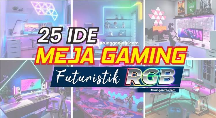 ilustrasi teknologi gaming modern dengan perangkat VR, AI, dan cloud gaming futuristik